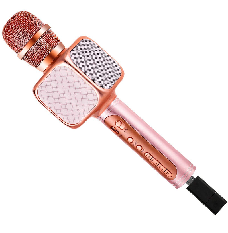 [AUSTRALIA] - SU-YOSD Portable Wireless Karaoke Microphone YS-69 Handheld Cellphone Karaoke Player Support USB/TF MP3 Player and Bluetooth Karaoke Machine for All Ages (69 Rose) 69 Rose 