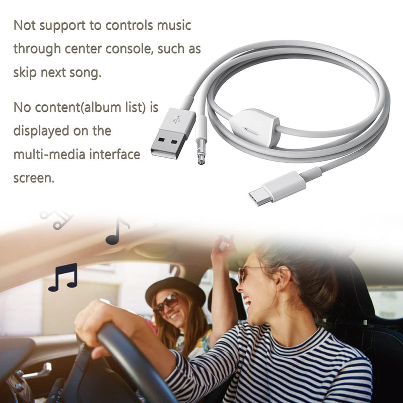 LITEMATIRA Type C Vehicle Cable for BM-W, Auxillary Input Connector Car Stereo aux Adapter 3.5mm Interface Y Cable