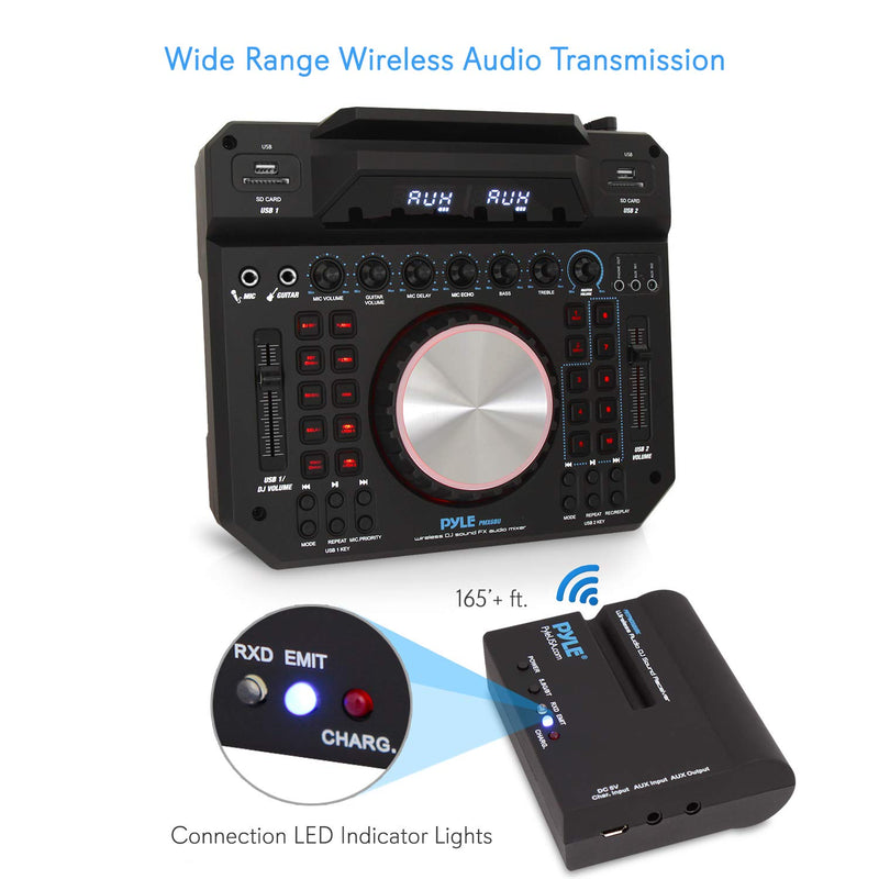 Wireless Audio DJ Sound Receiver - for Pyle PMX6BU Wireless DJ Sound FX Audio Mixer - Includes Aux (3.5mm) Audio Cable and a USB Power/Charge Port - Pyle PRTPMX6BURC