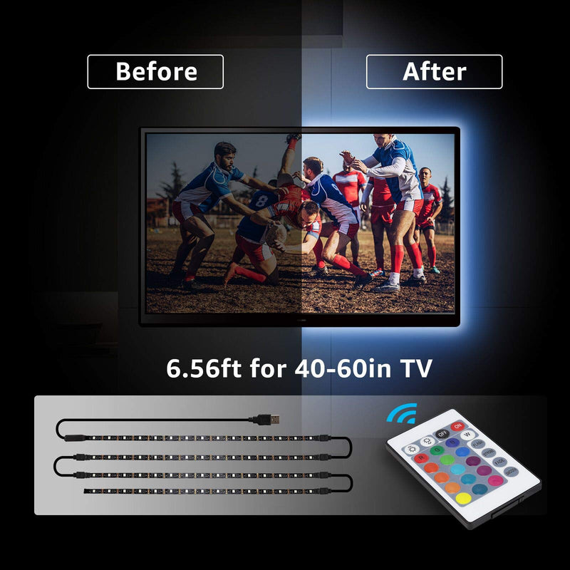 [AUSTRALIA] - Led Strip Lights with Remote for 40-60in TV Backlights 6.56ft USB Kit with Remote 16 Color Changing 5050 LEDs Bias Lighting for HDTV backgrand. 