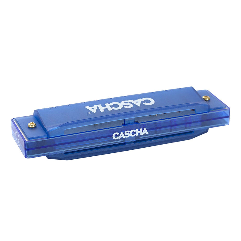 Cascha Fun Blues Harmonica in C Major - Diatonic 10-Hole Harmonica for Children & Adults - Modern Semi-Transparent Design - High Quality & Long Life - Blues Harp Blue