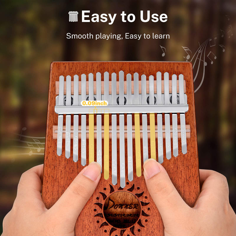 Donner Kalimba Thumb Piano 17 Keys, Thumb Piano Musical Instrument, Portable Finger Piano Mbira Sanza with Tuning Hammer, Study Instruction and Hard Case, Gift for Beginners Adult Professional DKL-17 17 key