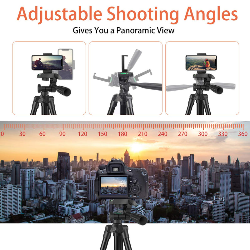 60" Phone Tripod, UEGOGO Tripod for iPhone with Remote Shutter and Universal Clip, Compatible with iPhone/Android/Sport Camera Perfect for Video Recording/Selfies/Live Stream/Vlogging