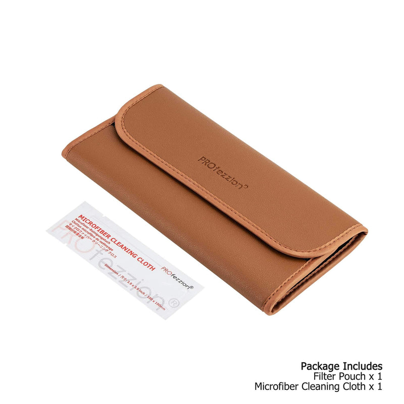 PROfezzion 4-Pocket Foldout Filter Pouch for 82mm Camera Lens Round Filter, Shock Resistant & Anti Scratch Photography Filter Case, Filter Carry Case with Microfiber Cleaning Cloth 4-Pocket for 82mm Lens Filter