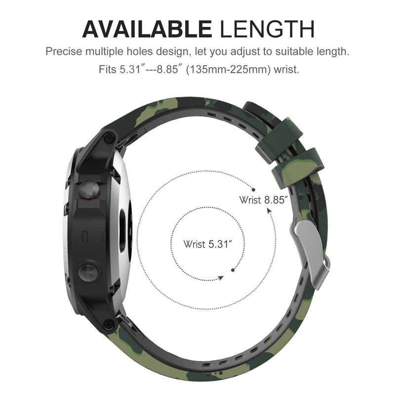 MoKo 22mm Band Compatible with Garmin Fenix 6/6 Pro/Fenix 5/5 Plus/Forerunner 945/Forerunner 935/Aproach S60/S62/Quatix 6, Printing Pattern Silicone Strap Ground Force Camouflage