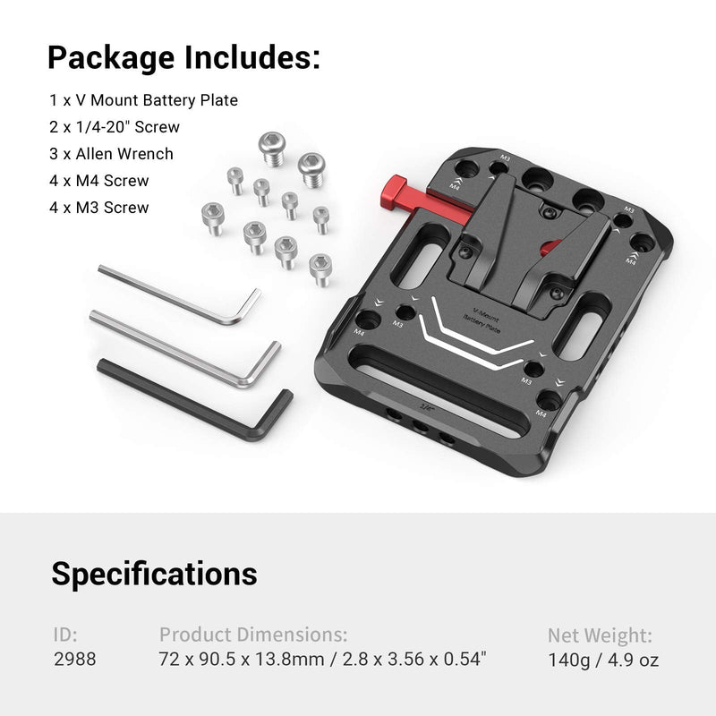 [AUSTRALIA] - SMALLRIG V-LOCK Mount Battery Plate Quick Release Plate - 2988 
