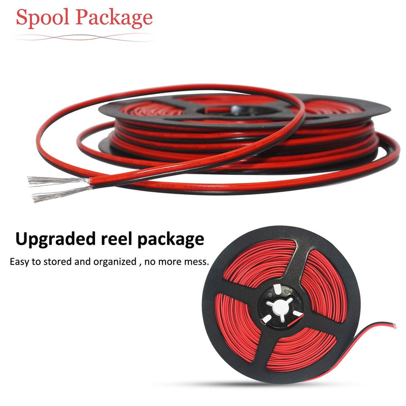 50 Feet 20 Gauge Stranded Wire 2 Conductors UL Recognized, AWSOM 20AWG Electrical Wire,Red Black Wire for LED Strip Lights Extension, DC Wire, Speaker Wire, Doorbells Wire,Automotive Wire