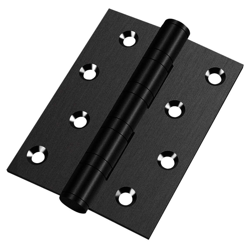 [AUSTRALIA] - Hommyzone 304 Stainless Steel Door Hinges 4 Inch, 4’’x 3’’ Ball Bearing Hinge with Square Corners, Interior and Exterior Door Hinges Pack of 2 (Matte Black) Matte Black 