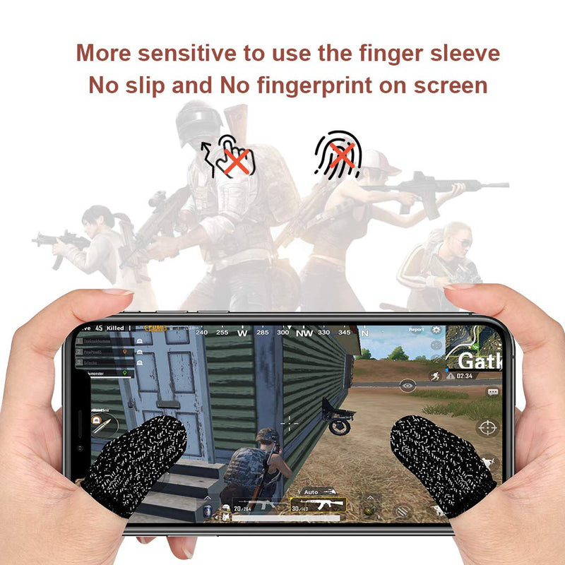 Yaliu 12Pcs Mobile Game Controller Finger Sleeve，Breathable Anti-Sweat Gaming Finger Cot for PUBG/Call of Duty Sensitive Touch Screen Finger Sleeve for Android iSO Phone