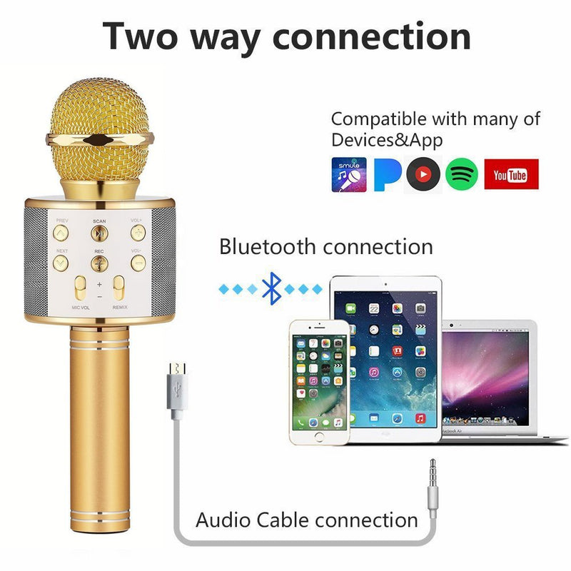 [AUSTRALIA] - Wireless Bluetooth Karaoke Microphone, Portable Karaoke Machine for Kid Birthday Party Christmas, Best Gifts Toys for Girls Boys Gold 