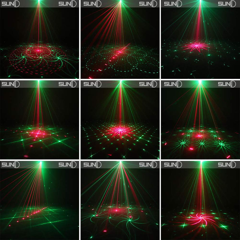 SUNY Family Party Light 18 Gobos Red Green Patterns W/Blue LED Professional Colorful Light Projector with Sound Active and Remote Control Stage Light System for Family Party Holidy Decoration