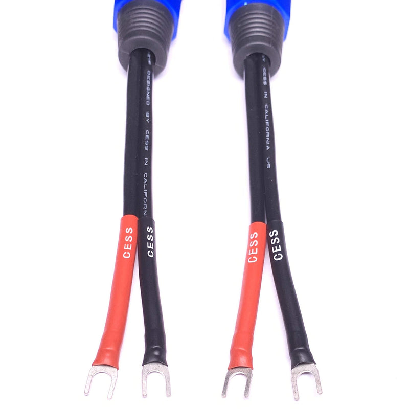 CESS-001S Spade Fork Plug to Speakon Female Jack Adapter for Speaker Cable - 2 Pack (Small Spade) Small Spade