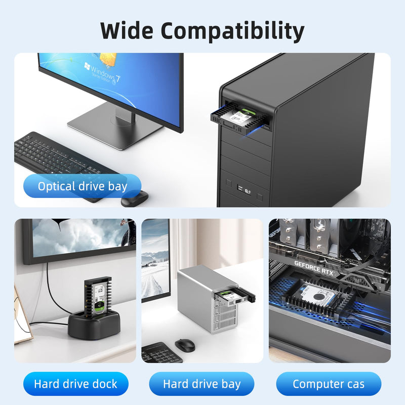 2.5 to 3.5 Hard Drive Adapter, SAN Zang SSD Mounting Bracket SSD Caddy for 7 / 9.5 / 12.5mm 2.5 inches HDD / SSD with SATA III Interface Black
