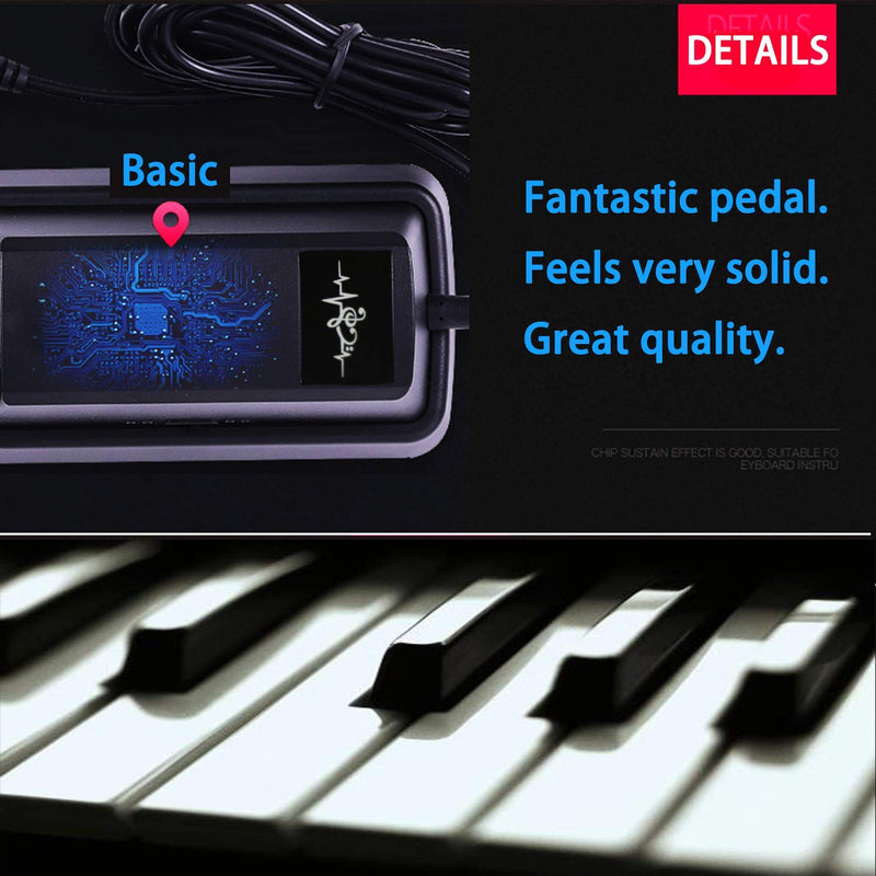 Sustain Pedal Universal for Keyboard,MIDI Keyboard Synthesizer and Piano with Polarity Switch and Non-slip Rubber Bottom