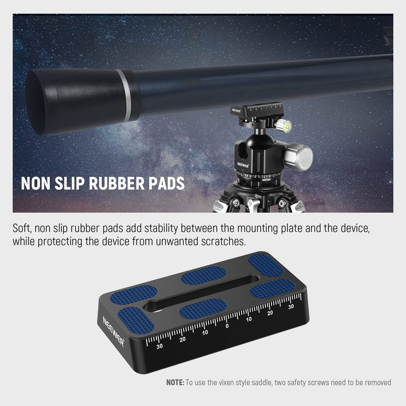 NEEWER 3.15"/80mm Rail Bar Vixen Style Dovetail Plate, Metal Mounting Plate Saddle with 1/4" 3/8" D Ring Screw for Telescope Mount Adapter Base OTA Equatorial Tripod Sky Astrophotography, QR004