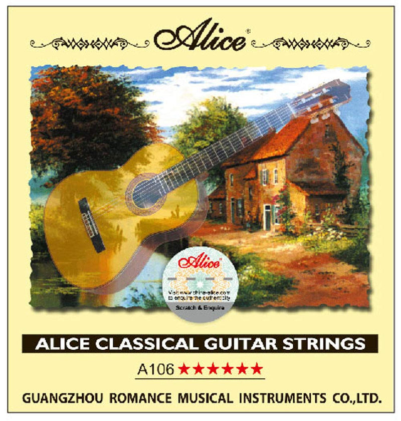 Alice 3 Packs A106 Hard Tension Clear Nylon Silver Plated Copper Alloy Wound Classical Guitar Strings (.0285 .0325 .041 .030 .036 .044)