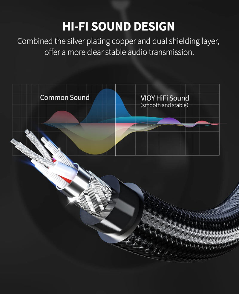 VIOY 6.35mm to 6.35mm Guitar Cable 1/4 inch to 1/4 inch TS Mono Jack to Jack Audio Leads Instrument Cable Braided Gold-plated Compatible with Electric Guitar,Amplifier,Mixer,Effects Pedal,Bass Drum,1M 1M