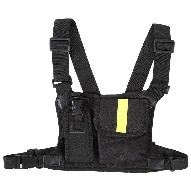 Socobeta Chest Harness Front Pack Adjustable Bright Yellow Nylon Holster Vest Chest Rig for Walkietalkie