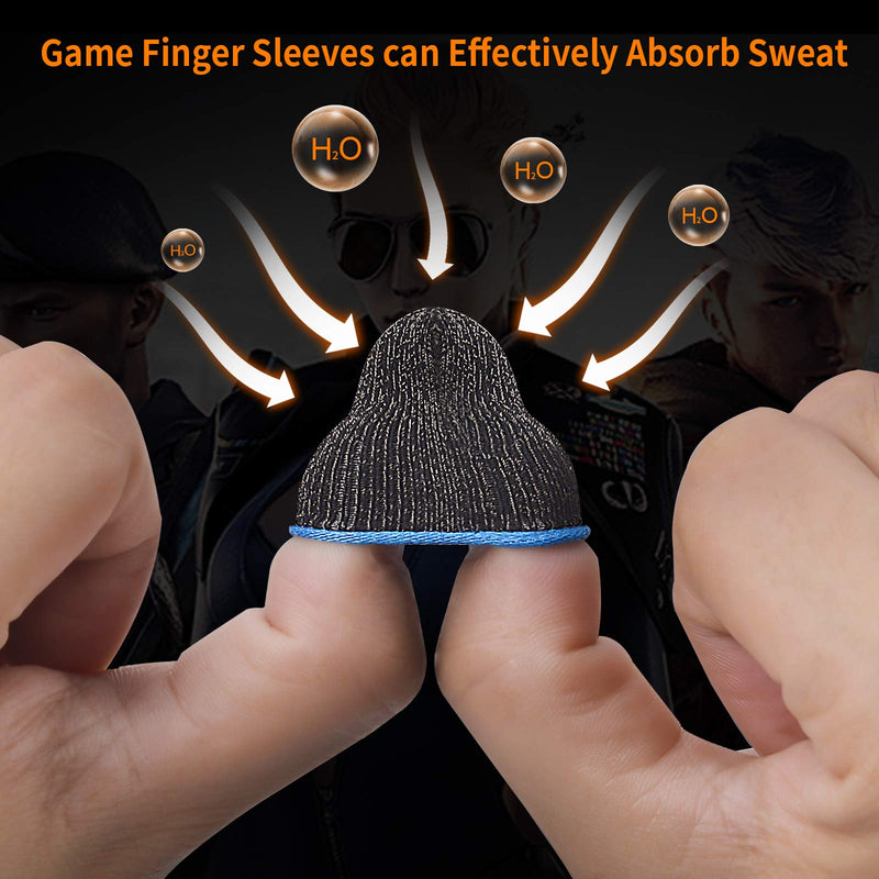 Finger Sleeves for Mobile Gaming, mylovetime Cell Phone Gaming Thumb Cots 6 Pack, Touch Screen Phone Game Accessories Tips (Black)