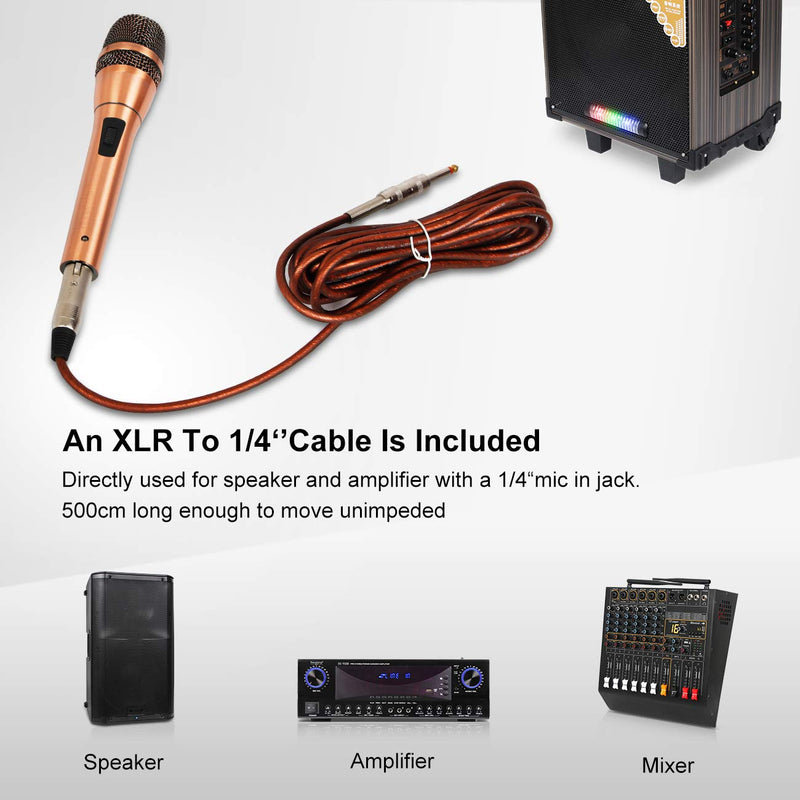 [AUSTRALIA] - Depusheng Universal Wired Uni-directional Handheld Dynamic Microphone Noise Isolation Microphone Gold 