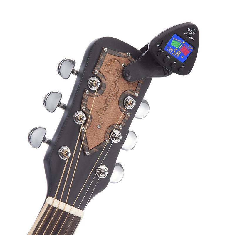 RockJam DGB-02 Padded Acoustic Guitar Bag with Carry Handle and Shoulder Strap & ENO 20537 Clip on Guitar Tuner Clip on Ukulele Tuner Bass Tuner Violin Tuner Chromatic Tuner with Battery Included