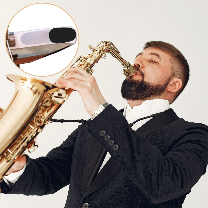 SAVITA 40 Pcs 0.8mm Thick Alto/Tenor Saxophone Mouthpiece Pads Rubber Mouthpiece Cushions Strong Adhesive Mouthpiece Patches for Beginners, Musicians, Saxophones, Hautbois and Clarinets(Black)