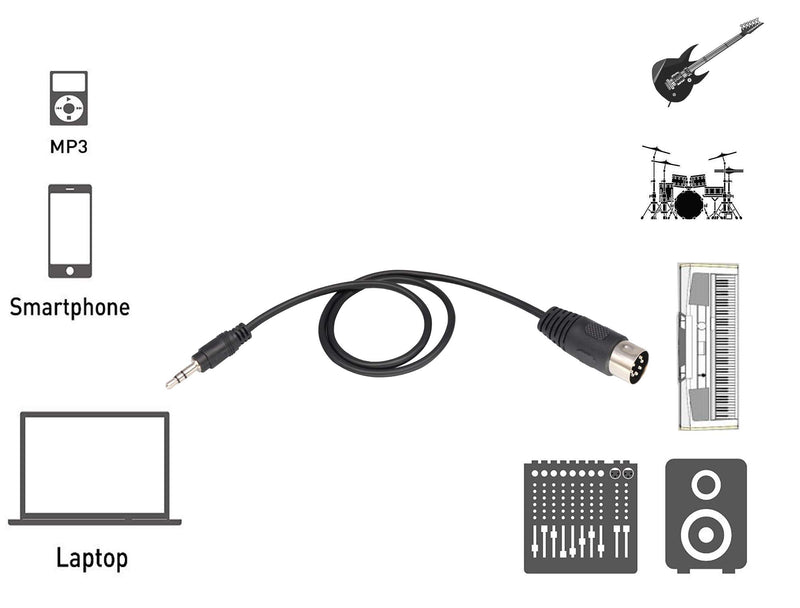 zdyCGTime 3.5mm to Midi Extension Cable,MIDI DIN 7 Pin to 3.5mm(1/8in) Male Audio Cable,Compatible with iPad/iPhon/MP3/PC/TV/Android to Bang & Olufsen B&O,Naim,Quad.Stereo Systems(3 M/9.8ft) 3m