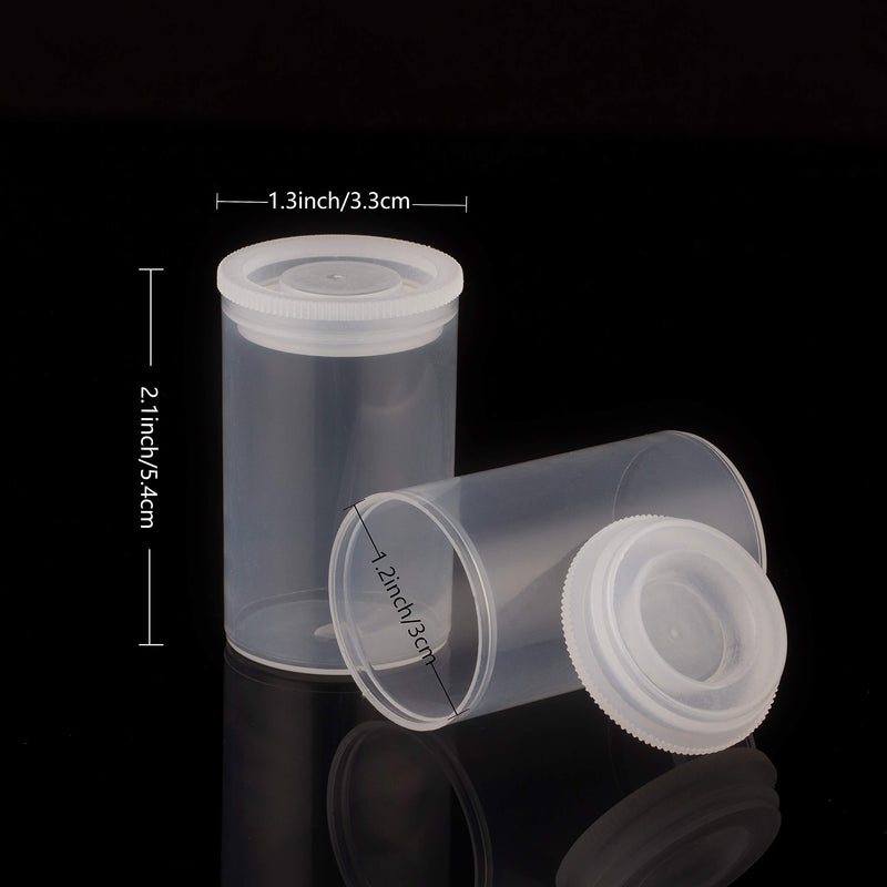 Firgus Film Canisters 30 Pack Clear with Caps for Rockets Plastic Empty Container for 35mm Camera Film Roll or Science Experiments with Bonus Pack of 30 White Labels