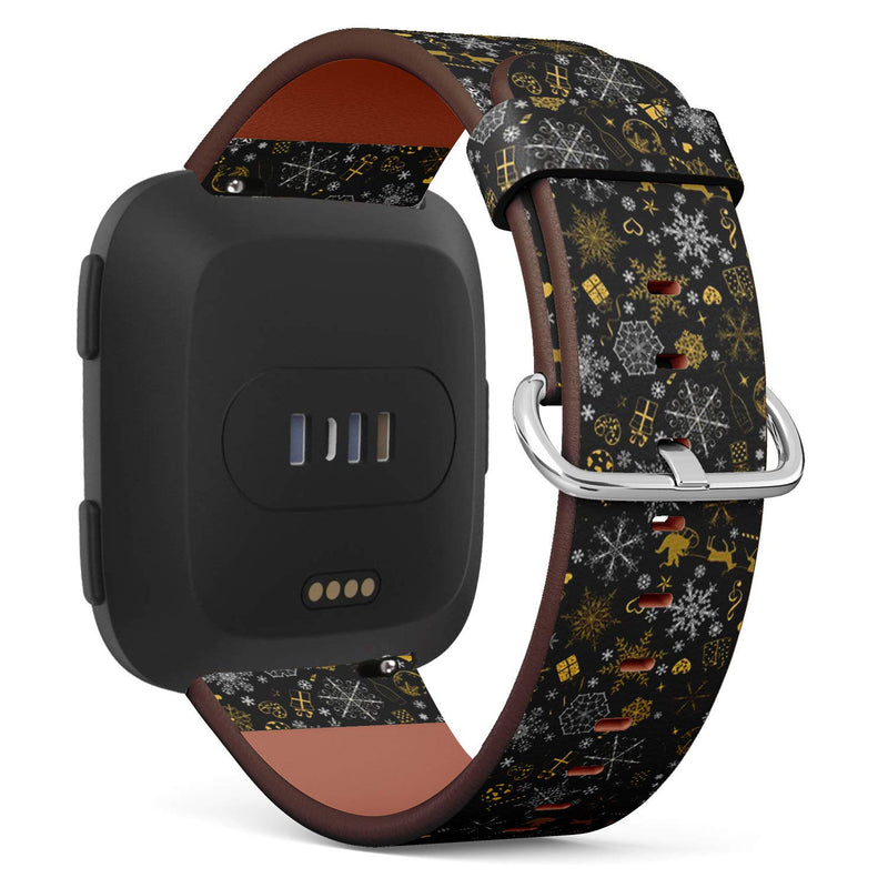 Compatible with Fitbit Versa, Versa 2, Versa Lite, Leather Replacement Bracelet Strap Wristband with Quick Release Pins // Christmas Big Small