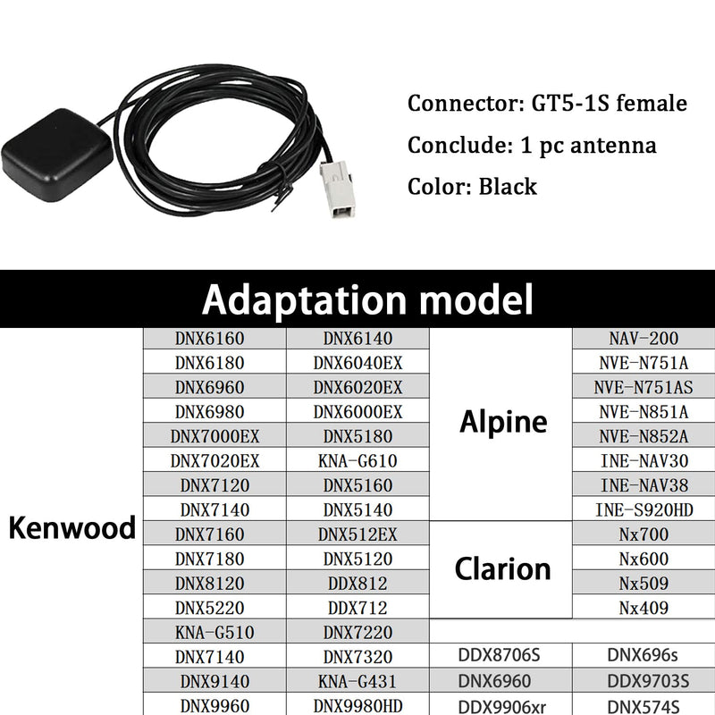 Anina Car Active GPS Antenna for Kenwood DDX/DNX/KNA/DDX Alpine JVC Navigation Radio Compatible with Toyota Honda Nissan GT5-1S