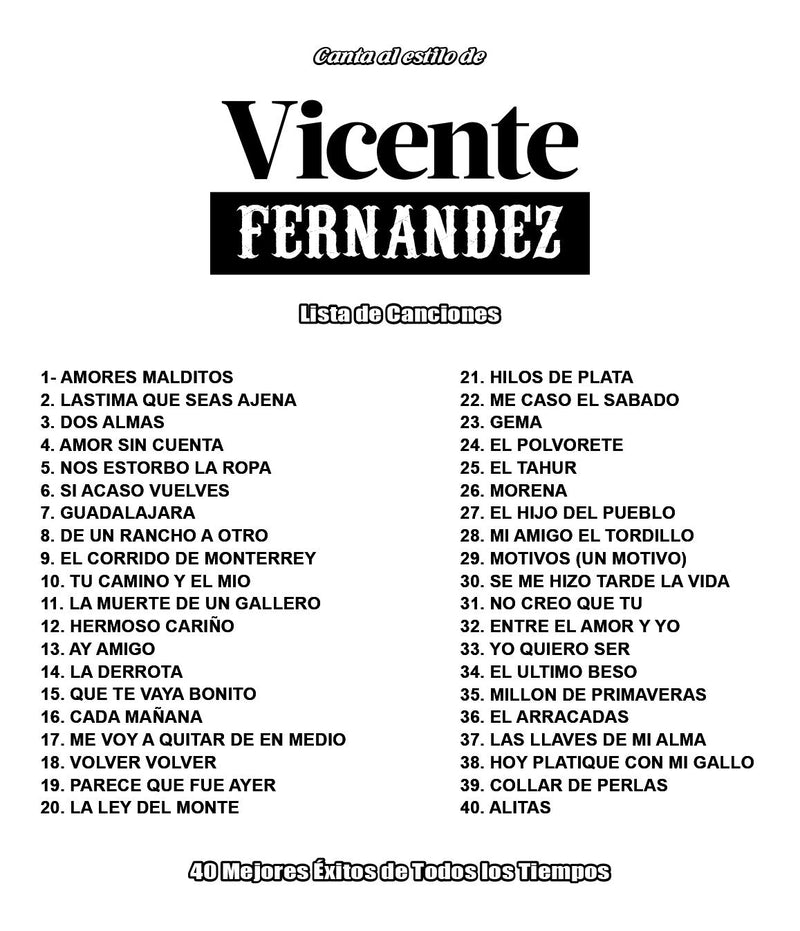 Karaoke Vicente Fernandez DVD 40 Best Songs Ever