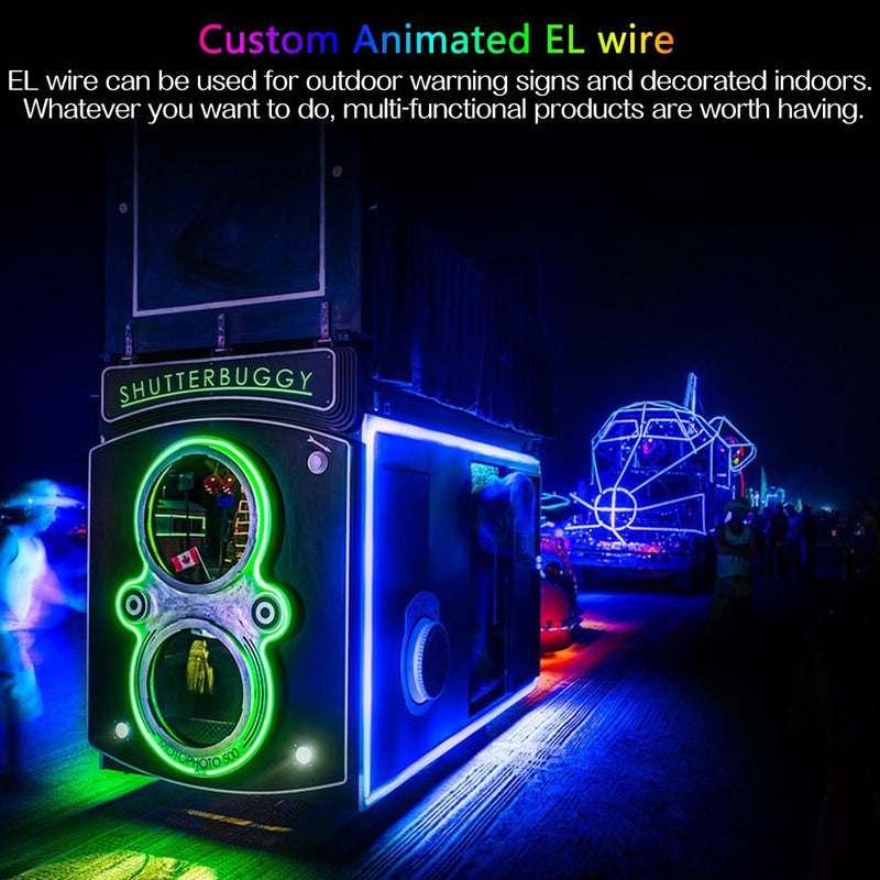 [AUSTRALIA] - EL Wire Kit 9ft, Portable Neon Lights for Parties, Halloween, DIY Decoration (5 Pack, Each of 9ft, Red, Green, Pink, Blue, White) 