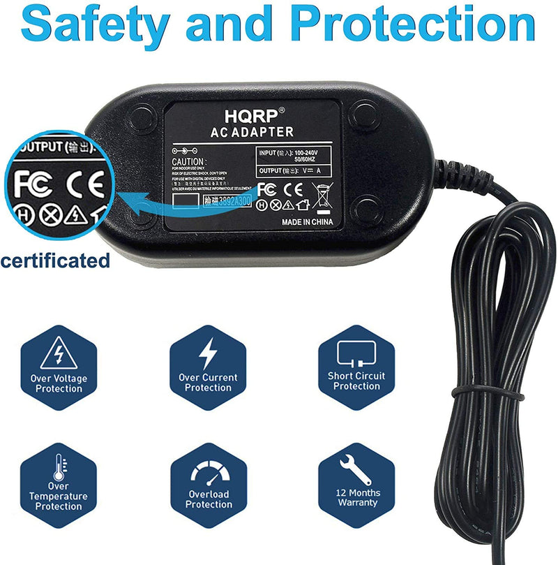 HQRP AC Adapter Compatible with Canon ACK-E12 EOS M M2 M10 M50 M100 M200 Kiss M Digital Camera (Contains AC Cable and DC Coupler DR-E12) LP-E12 LC-E12 ACKE12