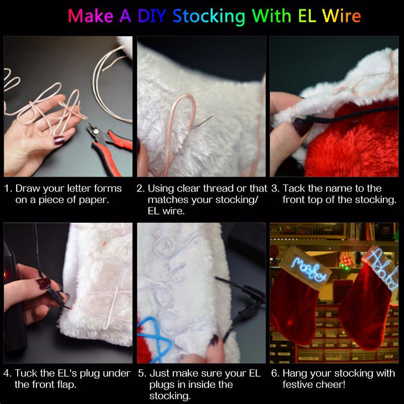 [AUSTRALIA] - EL Wire Kit 9ft, Portable Neon Lights for Parties, Halloween, DIY Decoration (5 Pack, Each of 9ft, Red, Green, Pink, Blue, White) 