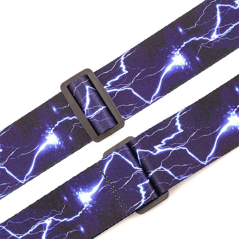 KINPHY Guitar Strap for Electric Bass and Acoustic Guitars Include 2 Picks, Strap Locks, Awesome Gift for Guitarists (Blue Lightning) Blue