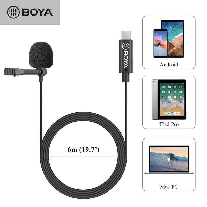 [AUSTRALIA] - BOYA by-M3 Clip-on Omnidirectional Lavalier Microphone for USB-C Android Devices (236inch Cable Length) 