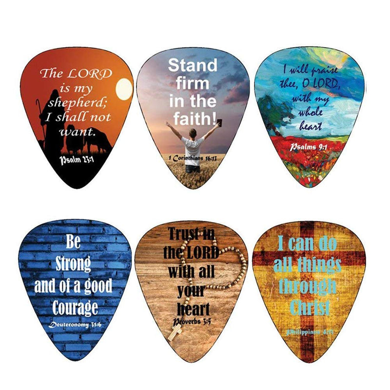 Christian Guitar Picks Popular Bible Verses -12 Pack Celluloid Medium - Cool Acoustic Electric guitar Accessories - Unique Gift for Men Women Guitarists - Best Stocking Stuffers