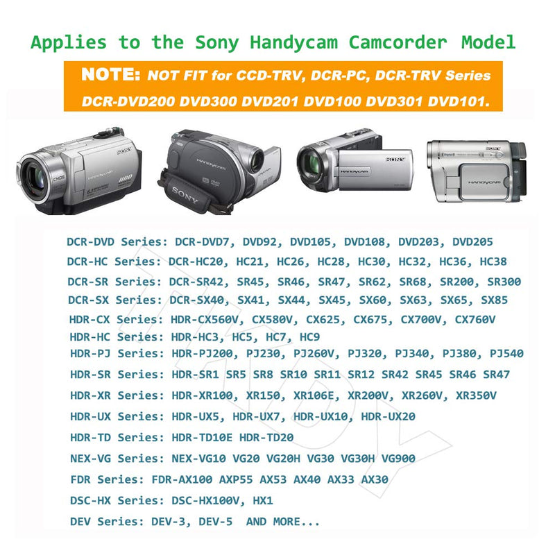 TKDY AC-L200 AC Power Adapter Charger kit for Sony Handycam DCR-SX40 DCR-SX45 DCR-SX63 DCR-SX65 DCR-SX85 DCR-DVD105 DVD108 DVD610 DCR-SR46 DCR-SR47 DCR-SR62 DCR-SR68 HDR-XR500 HDR-CX675 Camcorder.