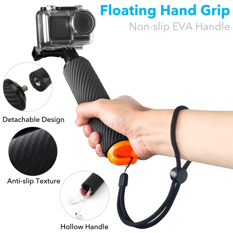 Homeet Handler Floating Hand Grip for GoPro, 2023 Upgraded Underwater GoPro Hand Stick Monopod Pole Compatible with GoPro Hero 11/10/9/8/7/6/5/4, DJI OSMO Action Cameras, with 1/4" Screw, Orange 2023 NEW Hand Grip