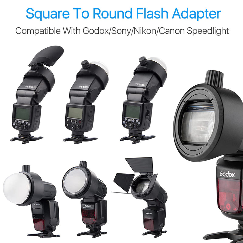 Godox AK-R1 Kit & S-R1 Mount Adapter Dome Diffuser Grid Accessories Compatible with Godox V1 V860II V850II TT685 TT600 AD200 Pro Flashes H200R Round Flash Head, for Canon Nikon Sony Camera Speedlight
