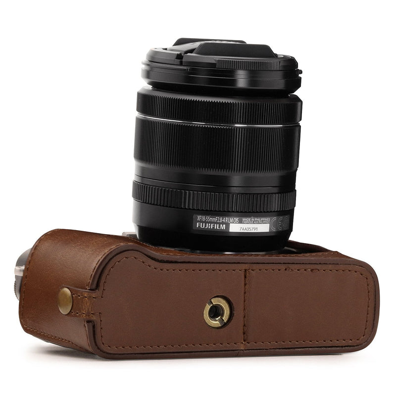 [AUSTRALIA] - MegaGear Ever Ready Leather Camera Half Case and Strap Compatible with Fujifilm X-T30, X-T20, X-T10 Dark Brown 