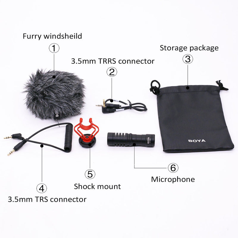 BOYA by-MM1 Shotgun Video Microphone with Shock Mount, Deadcat Windscreen, Case Compatible with iPhone/Andoid Smartphones, Canon EOS/Nikon DSLR Cameras Camcorders for Live Streaming Audio Recording