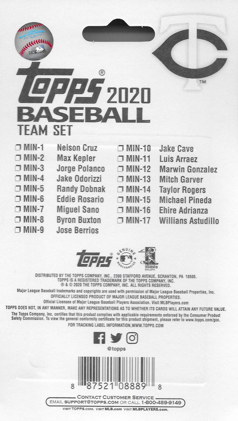 Minnesota Twins 2020 Topps Factory Sealed Special Edition 17 Card Team Set with Jose Berrios and Nelson Cruz Plus