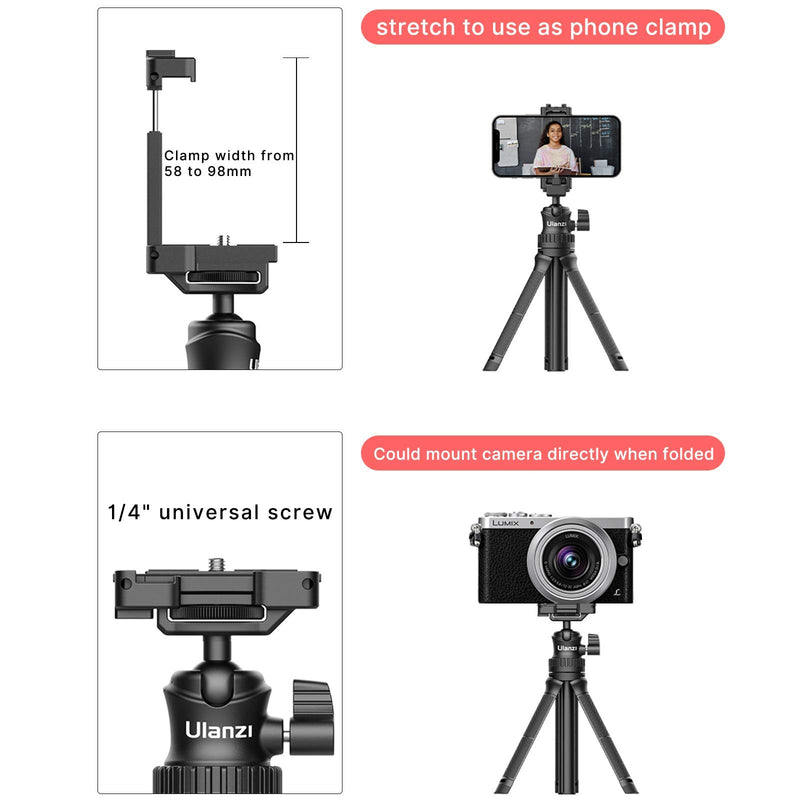 Phone Camera Selfie Vlog Tripod - ULANZI Select MT-34 3 in 1 Extendable Pole Handle Grip, Cold Shoe Smartphone Clip + 6 Section Adjust Compatible with iPhone Compact Cam Gopro Sony Canon DSLR