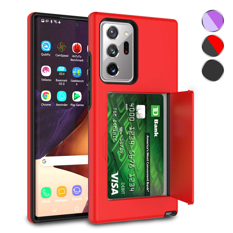 Thybx Case for Samsung Galaxy Note 20 Ultra 5G, for Galaxy Note 20 Ultra Wallet Case with Card Holder [Tcard] Dual Layer Hybrid Rugged Rubber Bumper Hidden Credit Card Slot Phone Cover [Red] Red