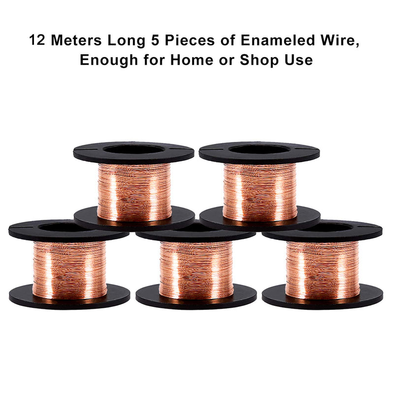Akozon 5pcs Enameled Wire 0.1mm Enameled Wire Copper Wound Wire Enamel Repair Wire Length 15m