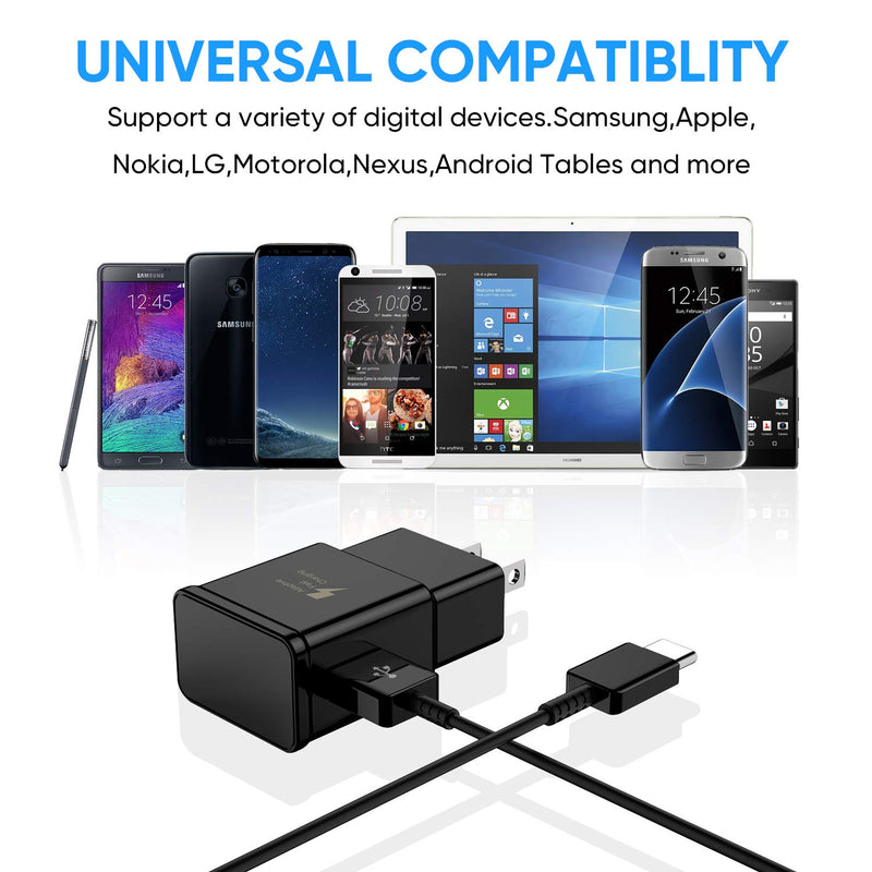 Adaptive Fast Charger USB Type C Cable Compatible with Samsung Galaxy S21+ S21 Ultra 5G S10 S10e / S9 / S9+ / S8 / S8 Plus/Active/Note 10 9 8 20 Plus, (2 Wall Charger Adapter + 2 Cable)