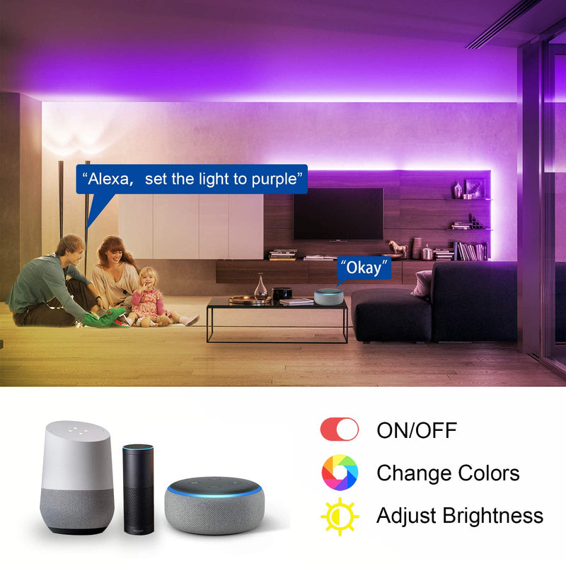 VOLIVO WiFi Smart Led Strip Lights, 32.8ft RGB Led Light Strips Works with Alexa and Google Assistant, Music Sync Color Changing Led Lights for Bedroom, Kitchen, Party, TV