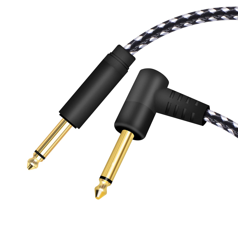 [AUSTRALIA] - Guitar Instrument Cable 10 FT, Right Angle 1/4" Male to Male TS Mono Jack Bass Cable Unbalanced Guitar Electric Instrument Patch Cords with Gold Plated Plug and Nylon Braid 10ft 