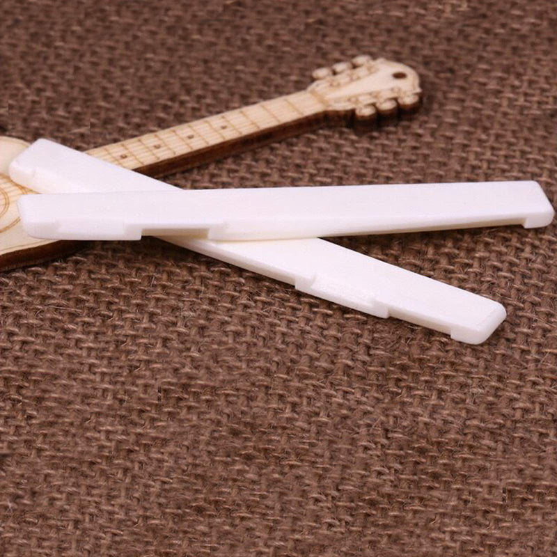 2 Sets 4pcs 6 String Acoustic Guitar Bone Bridge Saddle and Nut Made of Real Bone (Ivory)